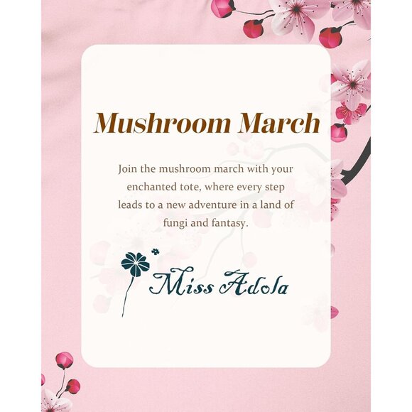 Chic Peach Blossom Cotton Tote Bag - Stylish & Spacious with Pocket & Buckle - Picture 3 of 6